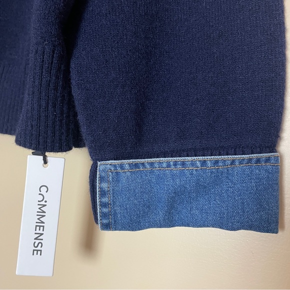 Commense 2 in 1 Denim Panel Lapel Sweater Women's XL NWT - Picture 11 of 15